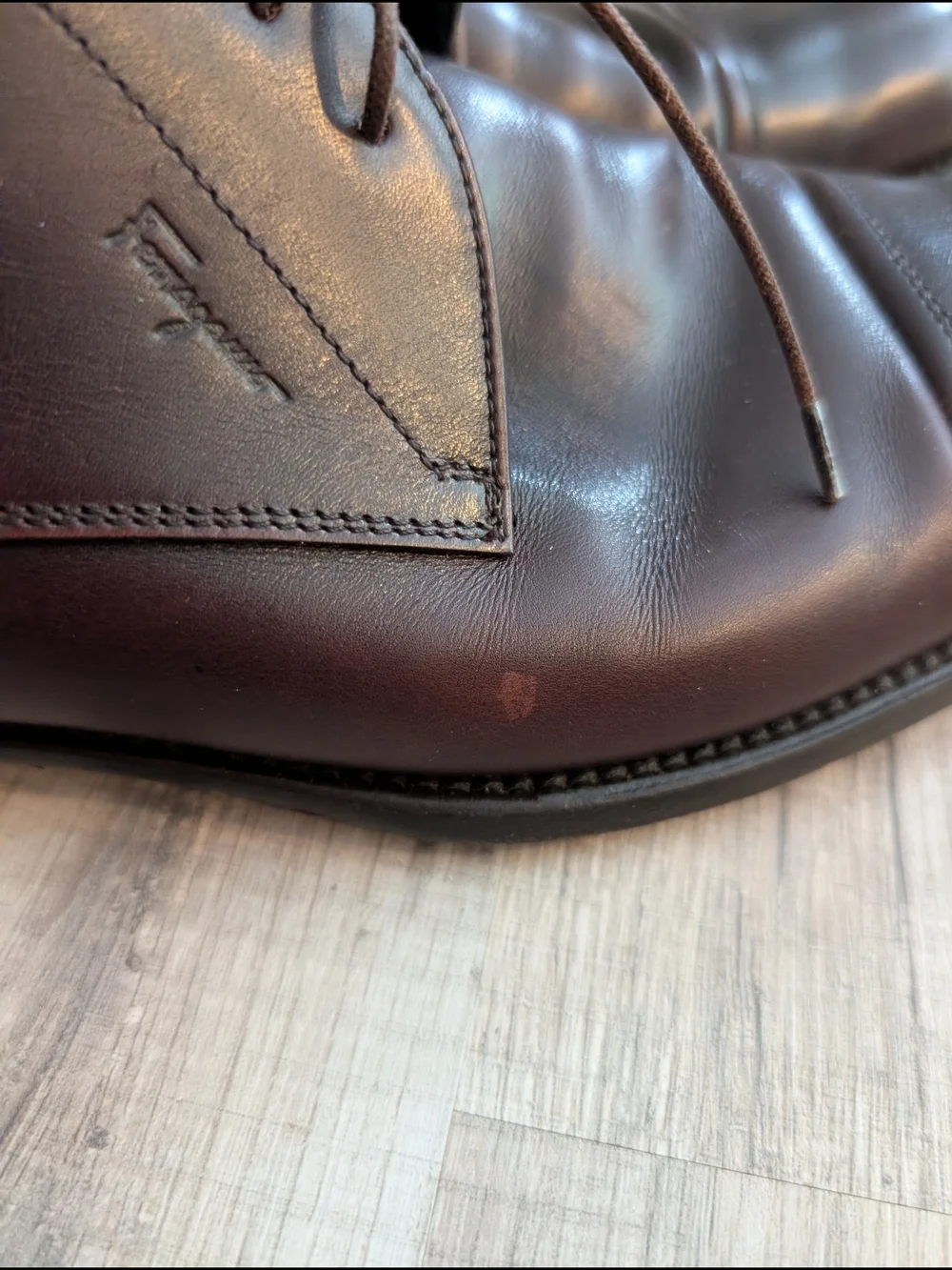 Salvatore Ferragamo Brown Leather Cap-Toe Derby Shoes, Size 10 (S4)